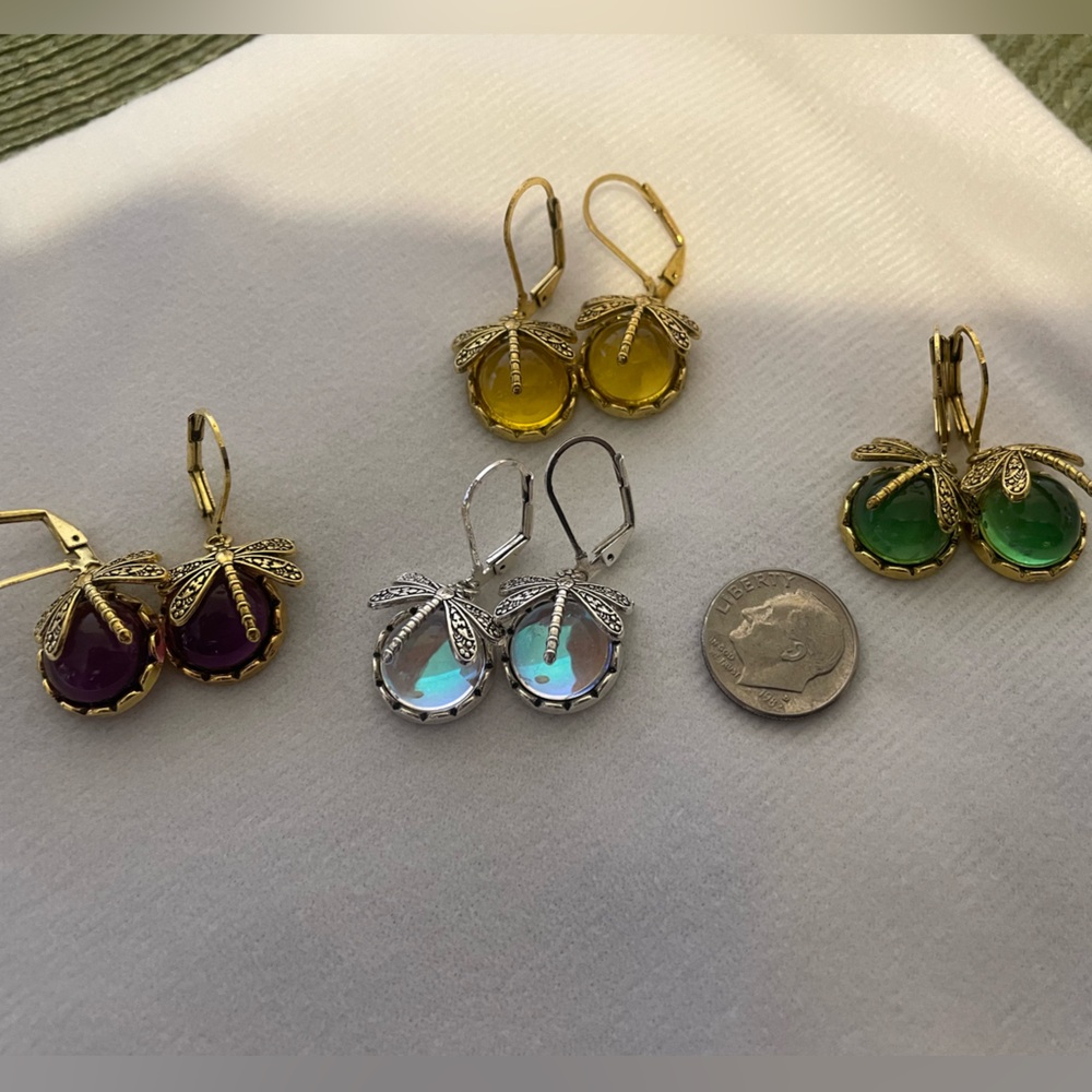 Dragonfly lever back earrings